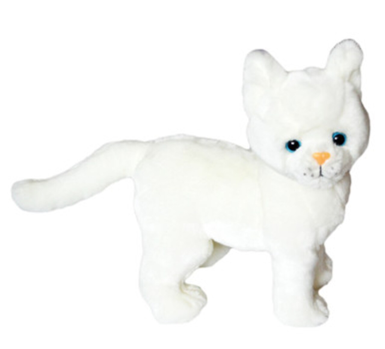 Snowball - Auswella White Standing Plush Cat (10 Inches Tall, 12 Inches Long)